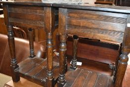 A pair of oak jointed occassional tables in the 18th Century style, approx. 46 x 36cm