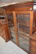 A Victorian mahogany bookcase top , on later castors, approx. height 165cm, width 125cm