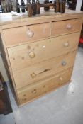 A 19th Century stripped pine chest of two over three drawers, width approx. 103cm
