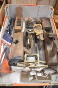 Eight assorted vintage planes both wooden and metal including Stanley etc.