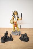 An American Indian figure sold along with two Heredities style animal studies.