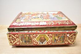 A large E.Otto Schmidt (Nurenberg) Lebkuchenfabrik biscuit tin, decorated with stylised medieval