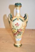 A late Victorian Royal Worcester 'Blush Ivory' porcelain vase, of tapering urn form, the scrolled