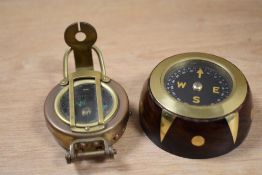 A Ross (London) brass military style compass, etched to the base, sold along with an Indian brass