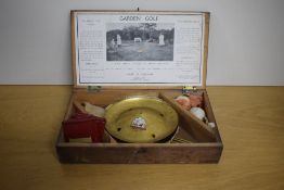 Garden Golf, early 20th century, with pictorial label to inside of lid Made In England Capt W P Dean