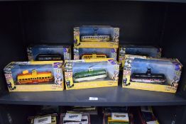 Seven Corgi Original Omnibus die-cast Blackpool Trams, OM43504 Eclipse, OM43505 Wall's, OM43506