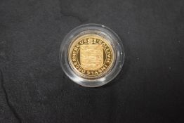 A Royal Mint 1981 Guernsey Queen Elizabeth II Gold Proof One Pound Coin, in plastic capsule and
