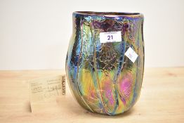 A John Ditchfield for glassform hand blown iridescent art glass, signed to base, No 13197, h19cm