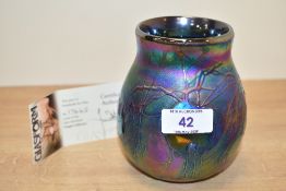 A John Ditchfield for glassform hand blown iridescent art glass, signed to base, No 17645, h12cm