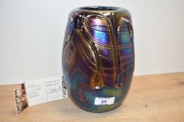 A John Ditchfield for glassform hand blown iridescent art glass, signed to base, No 17455, h19cm