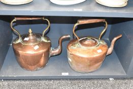 A late 19th / early 20th century copper kettle having shaped spout and handle, h29cm, sold