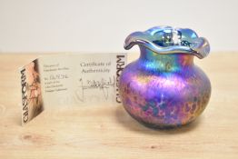 A John Ditchfield for glassform hand blown iridescent art glass, signed to base, No 16976, h8cm
