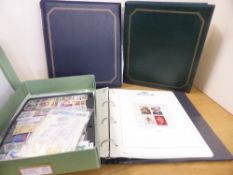 GB & COMMONWEALTH NUMISMATIC COVERS + FLAT BOX OF WORLD STAMPS Collection with 2 albums of