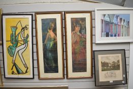 Two 1920's coloured 'Pompeian Beauty' advertising poster prints 'honeymooning' in the Alps 1925