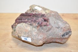 A Tourmaline and watermelon crystal specimen, w22cm