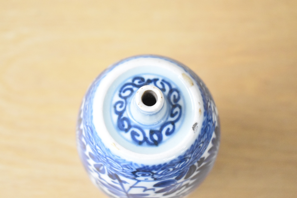 A pair of Chinese porcelain 'spirit' bottles, each of cylindrical form with a tapered, rounded - Image 2 of 9