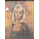 Lou Shabner (British 1917 - 1981) Lithograph 'Lucille' a portrait of a young lady in golden tones,