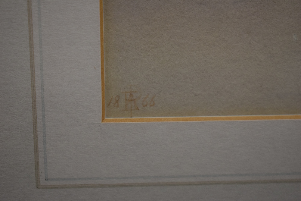 A 19th century English school lake scene watercolour, with female figure, sailing boats and - Image 3 of 5