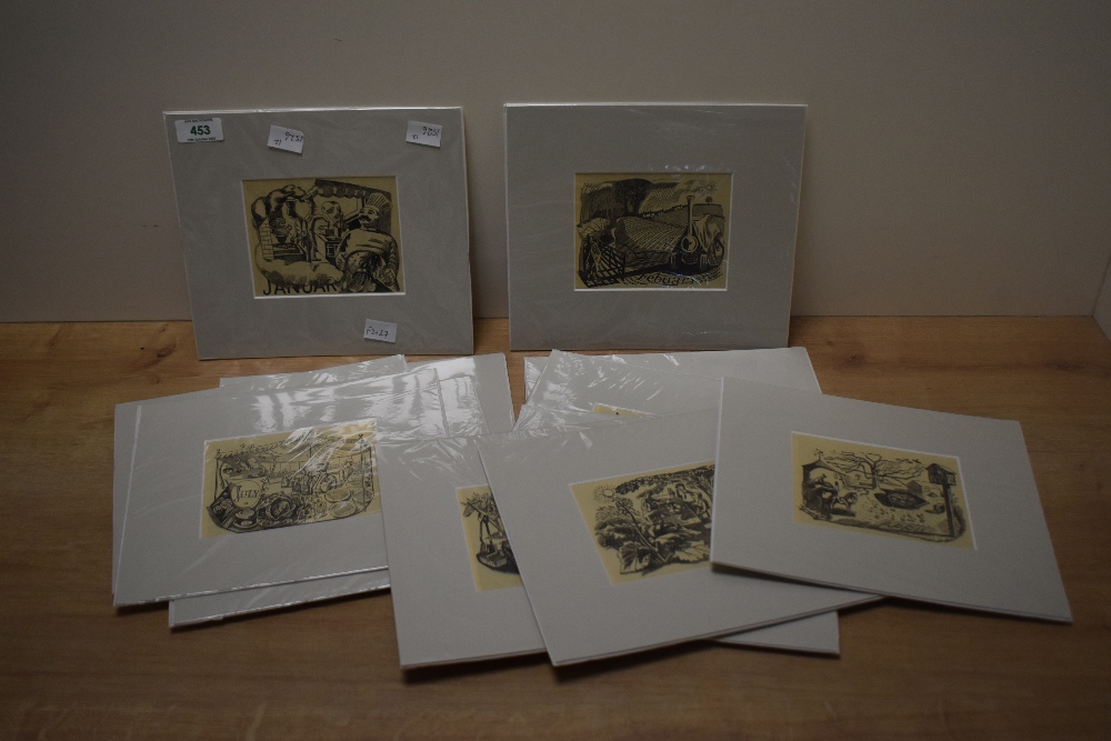 After Edward Bawden (British 1903-1989) a set of twelve monochrome 'Good Food Throughout the Year' - Image 2 of 3