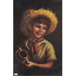 After Tovine (Italian 20th century) colour print 'Country Boy' within a leaf moulded gilt frame,