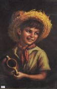 After Tovine (Italian 20th century) colour print 'Country Boy' within a leaf moulded gilt frame,