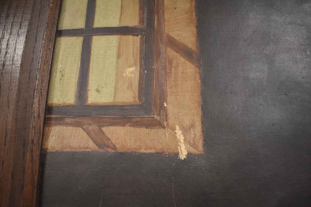 An early 20th century English school oil on canvas, Foxhound within a stable setting, unsigned, - Image 3 of 4