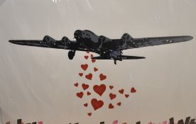 After And Wot (British Contemporary) Screen print 'Spread the Love' depicting a B-17 Flying Fortress