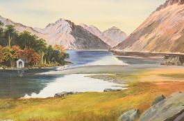 Local interest* William (Willi) Ullrich (German 20th century) oil/acrylic on board, lake scene,