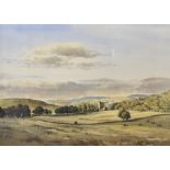 Jim Ingham Riley (British b.1928) watercolour, castle ruin within a rural landscape, signed lower