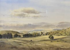 Jim Ingham Riley (British b.1928) watercolour, castle ruin within a rural landscape, signed lower