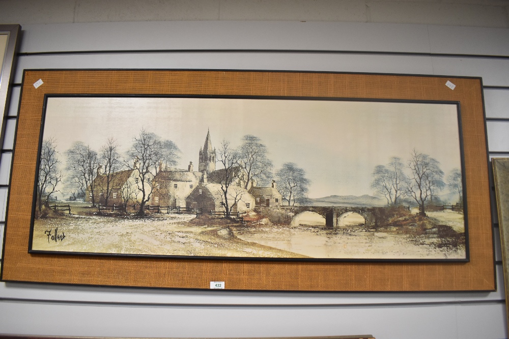 After Ronald Folland (British 1932-1999) A quaint village scene featuring cottages, church and - Image 2 of 2