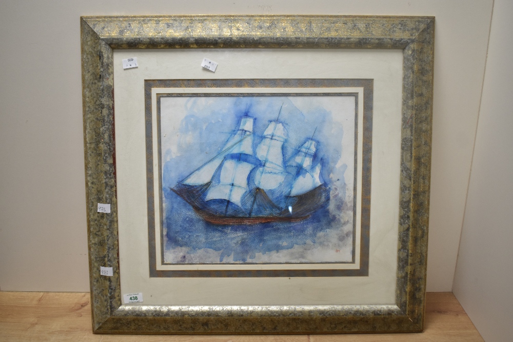 Artist unknown, an attractive 20th/21st century ink and watercolour, a depiction of a sailing - Image 2 of 4