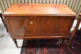 A reproduction Regency wide cabinet, width approx. 92cm and a similar demi lune side table