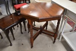 A Victorian mahogany occasional table having octagonal top, diameter approx. 74cm