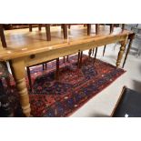 A modern pine farmhouse kitchen table approx. 210 x 89cm