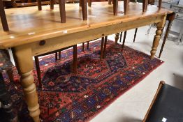 A modern pine farmhouse kitchen table approx. 210 x 89cm