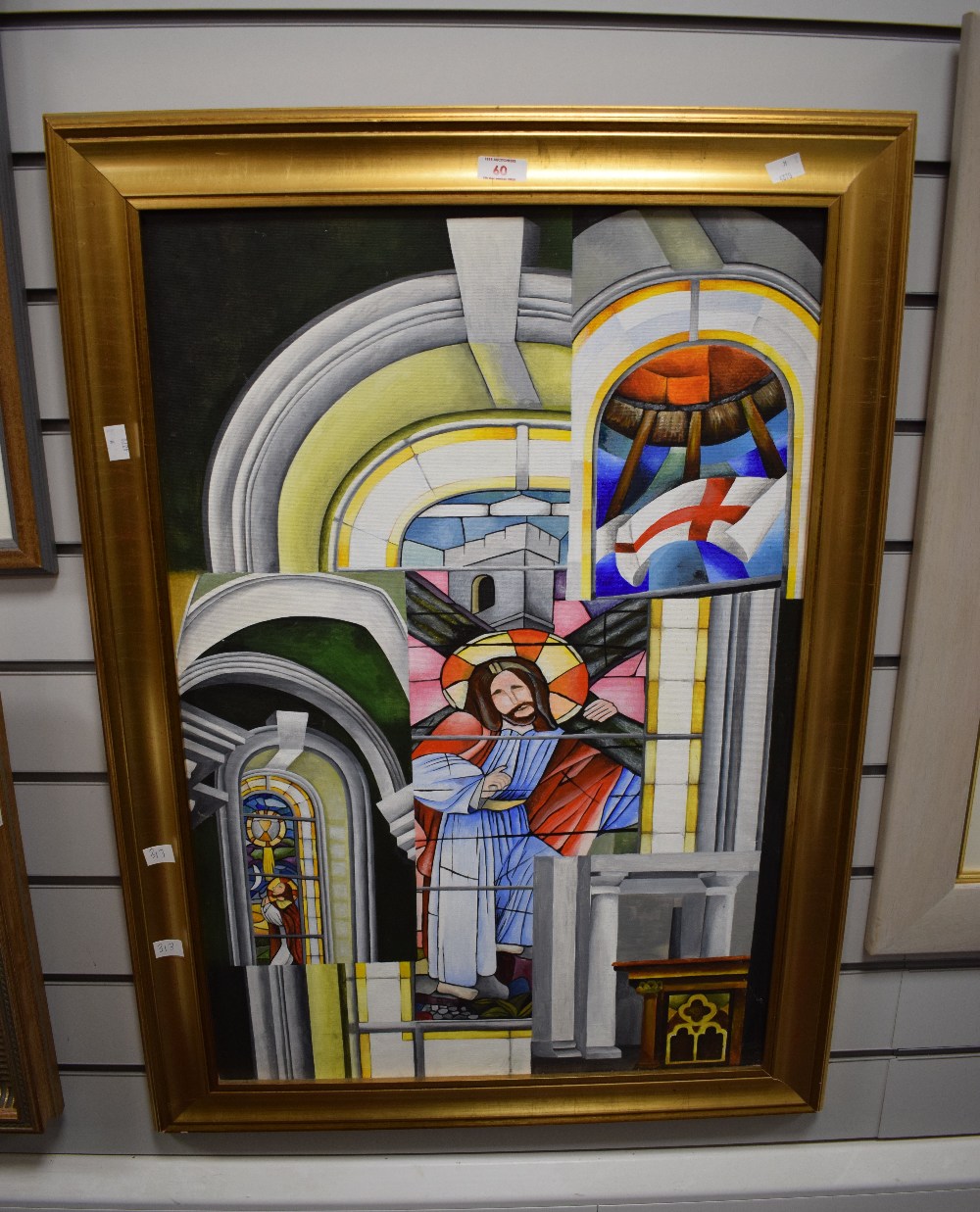 Claire Barry (contemporary) acrylic on board, colourful ecclesiastical study, unsigned, within a - Image 2 of 4