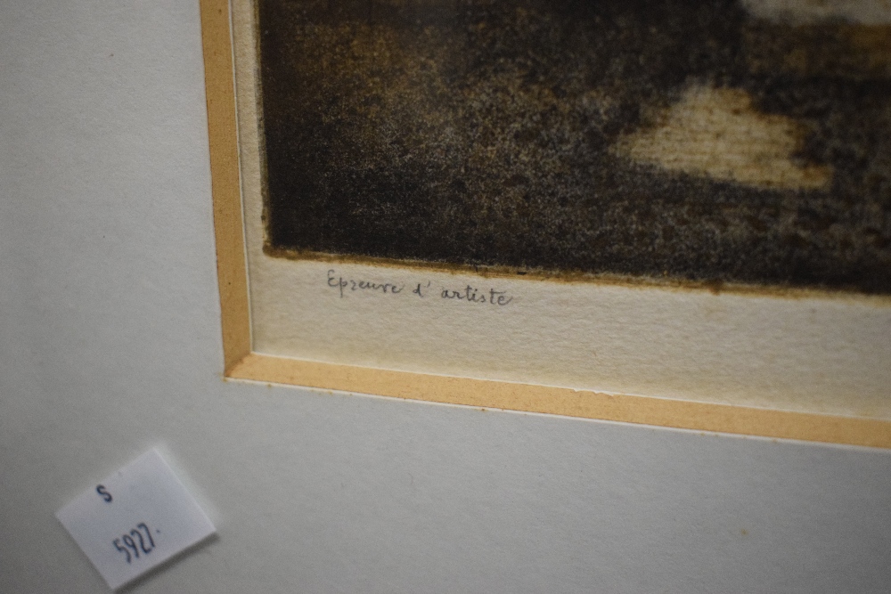 After Emir Dragulj (Bosnian 1939 - 2002) Aquatint/etching 'La Nuit' an interesting scene depicting a - Image 6 of 8