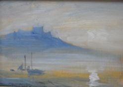 *Local Interest* John Cooke (British 1929 - 2018) oil on board, a coastal sunset with sailboats