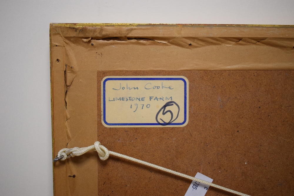 *Local Interest* John Cooke (British 1929 - 2018) Oil on board 'Limestone Farm' a hill farm scene in - Image 6 of 6