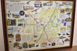 Of Local Interest, a 20th Century, coloured print, 'A Parish Map of Old Hutton', framed and under