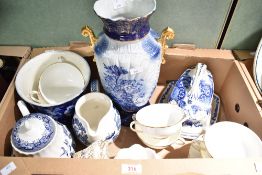 Six Royal Doulton Alice' soup bowl and saucers, and a small collection of blue and white ware
