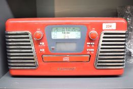 A retro style Steepletone Roxy 1 retro record player and AM/FM radio.