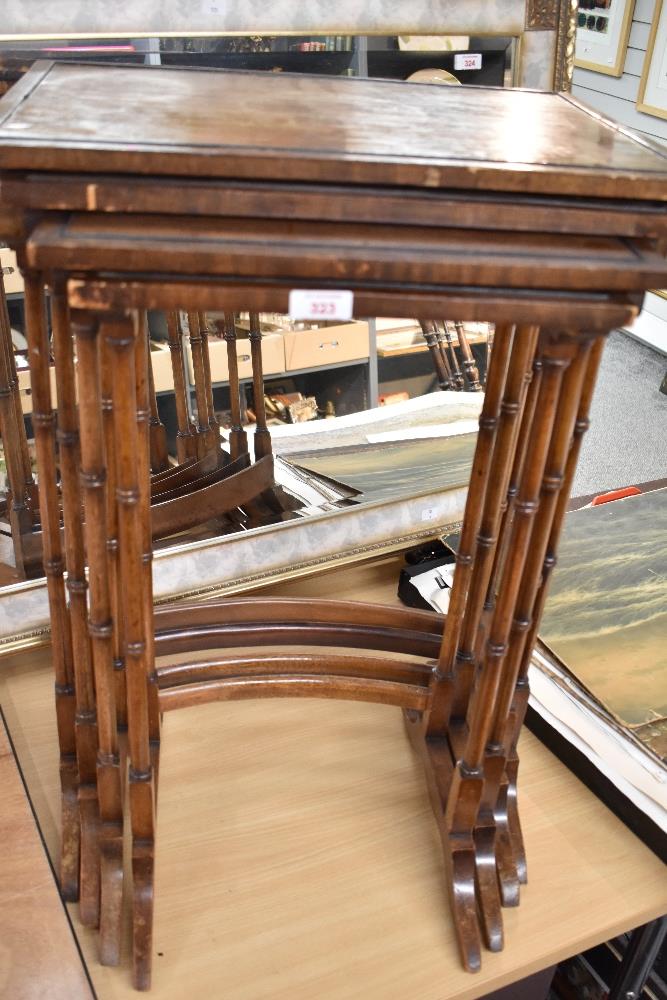 A reproduction mahogany quartetto nest of the tables in the Edwardian style (as found with damage to - Image 2 of 2