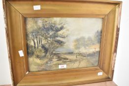 J.Alexander (British 19th Century) English school watercolour, a figure walking down a country