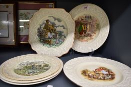 Six Crown Devon series plates three in the Cries of London series and three in Old England.