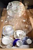 A large Minton 'Haddon Hall' dinner plate and two cups and saucers, two very pretty duo's and a