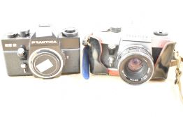 Two Praktica 35mm cameras, a Praktica EE2 and a Praktica LLC with a Meyer-Optik Görlitz Oreston 50mm