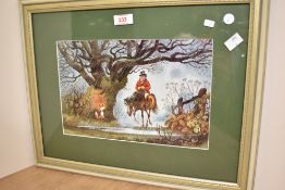 A vintage Norman Thelwell sporting print, The Return Home, framed, featuring a lighthearted and