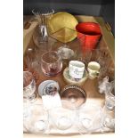 A Caithness style bulbous vase, a Coalport 'Camelot' match holder and two matching pin dishes, a cut